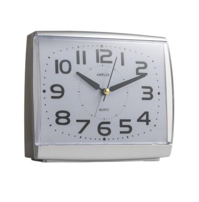 Amplus Large Numbers Dial Silver Alarm Clock - Silent Sweep, Light Snooze, Top Quality PT175