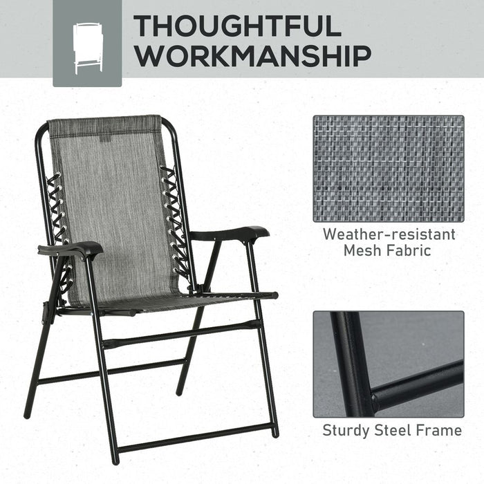 Patio Folding Dining Chairs Set - Outdoor Garden - 2 Piece - Grey