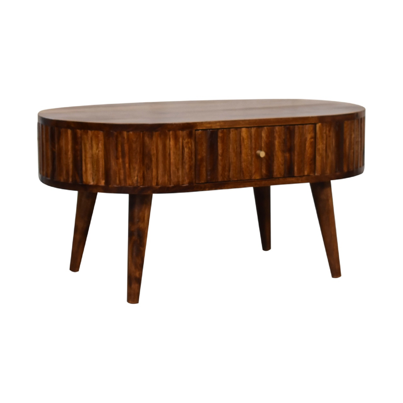 Artisan Furniture Solid Wood Stripe Chestnut Coffee Table, 2 Drawers, Dark Brown
