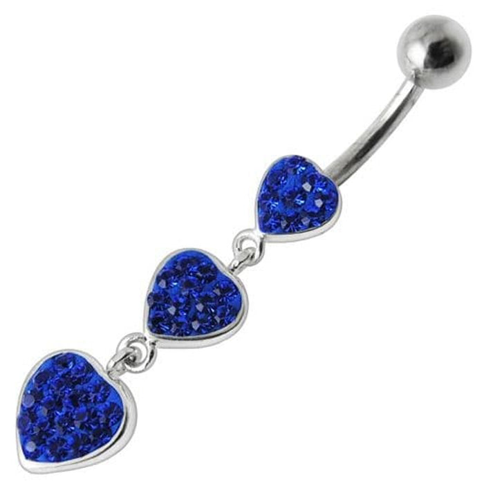 Fancy Multi Jeweled Heart Dangling Navel Ring