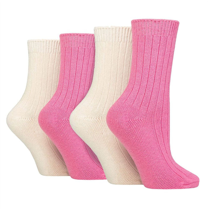 Wildfeet - Ladies 4 Pair Multi Pack Cashmere Bed Socks