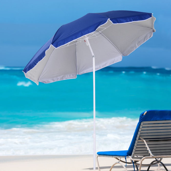 Premium 1.7m Beach Umbrella: Tilt Sun Shelter w/ Bag -Top Quality, Blue Outsunny