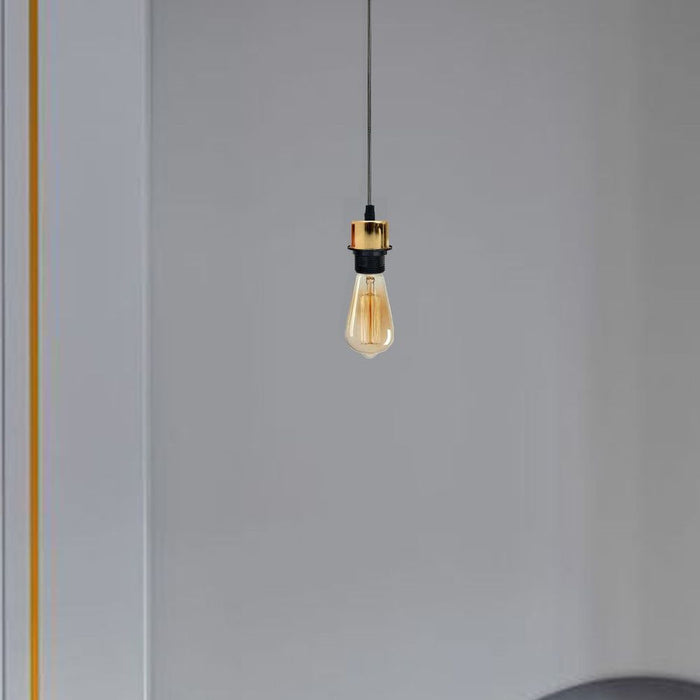 Industrial French Gold Pendant Light Fitting, Lampshade Addable E27 Lamp Holder UK Holder Fitting Set With PVC Cable.