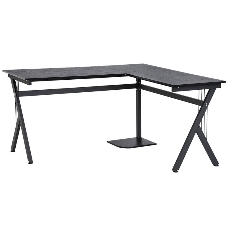 HOMCOM L Shaped Gaming Desk, 155 x 130cm Corner Computer Desk with CPU Stand for Home Office, Study Workstation, Black