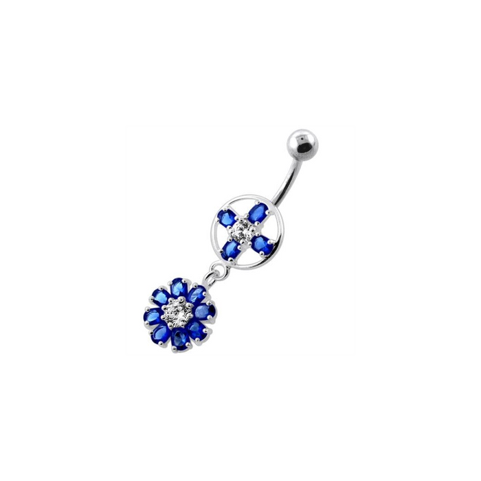 Jeweled Flower Hanging Navel Belly Bar