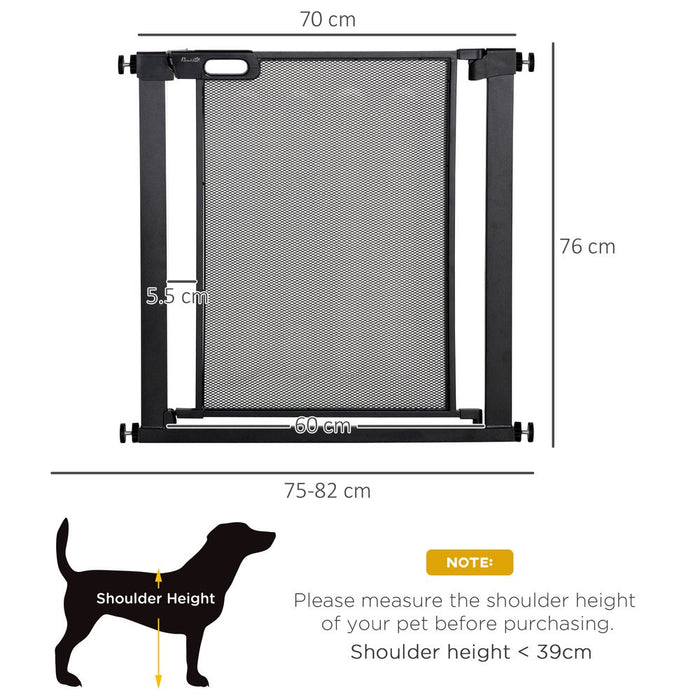 PawHut Pressure Fit Safety Gate for Doorways and Staircases, Dog Gate w/ Auto Closing Door, Pet Barrier for Hallways w/ Double Locking, Openings 75-103CM - Black