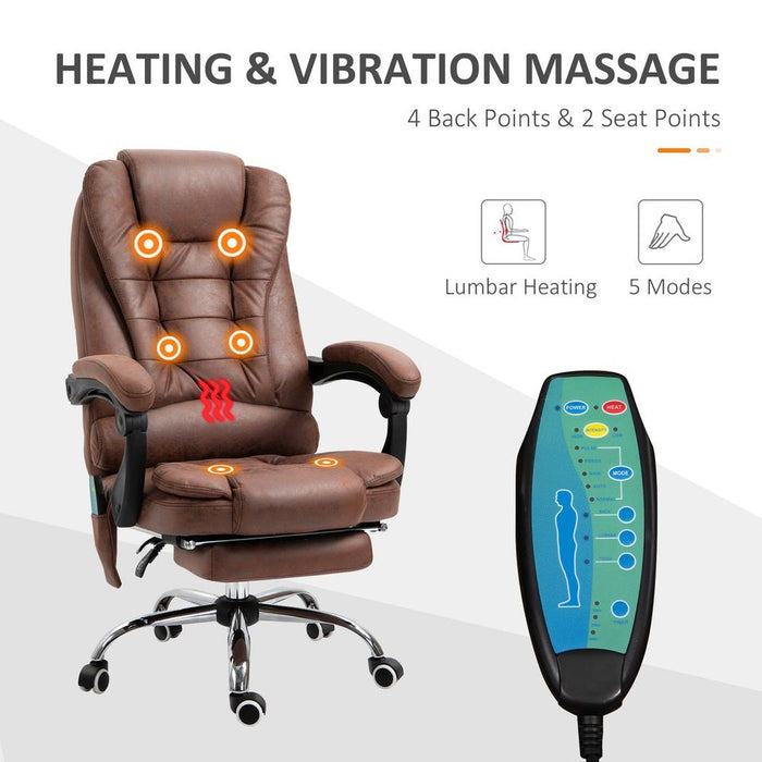 Ultimate Relaxation Vintage Heated Massage Office Chair | 6 Vibration Points | Brown