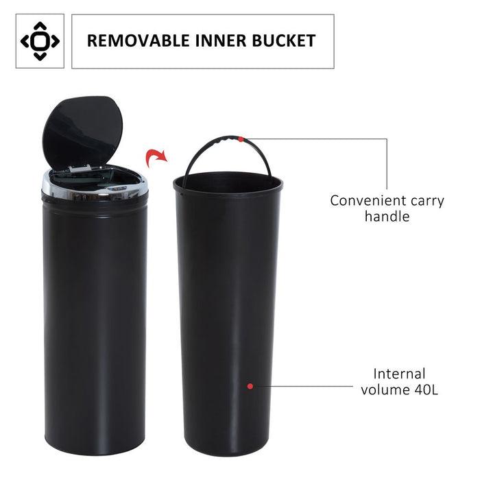 50 L Stainless Steel Sensor Trash Can W/ Bucket-Black