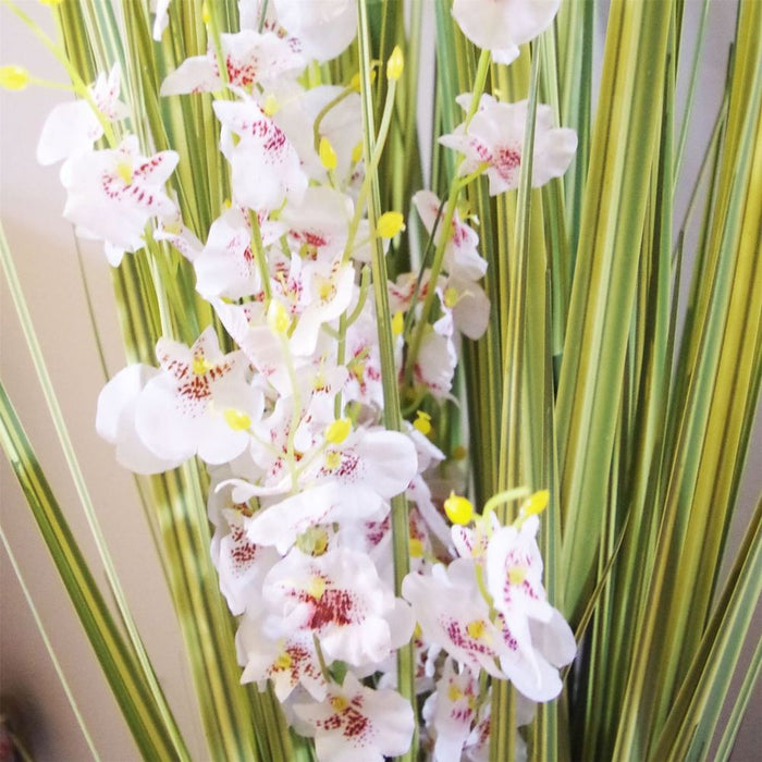 165cm Artificial Grass Plant with White Orchid Flowers