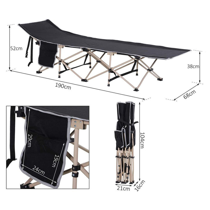 Sleep comfortably outdoors with our military-grade camping bed by Outsunny. Portable, lightweight, and durable. Free carry bag included.