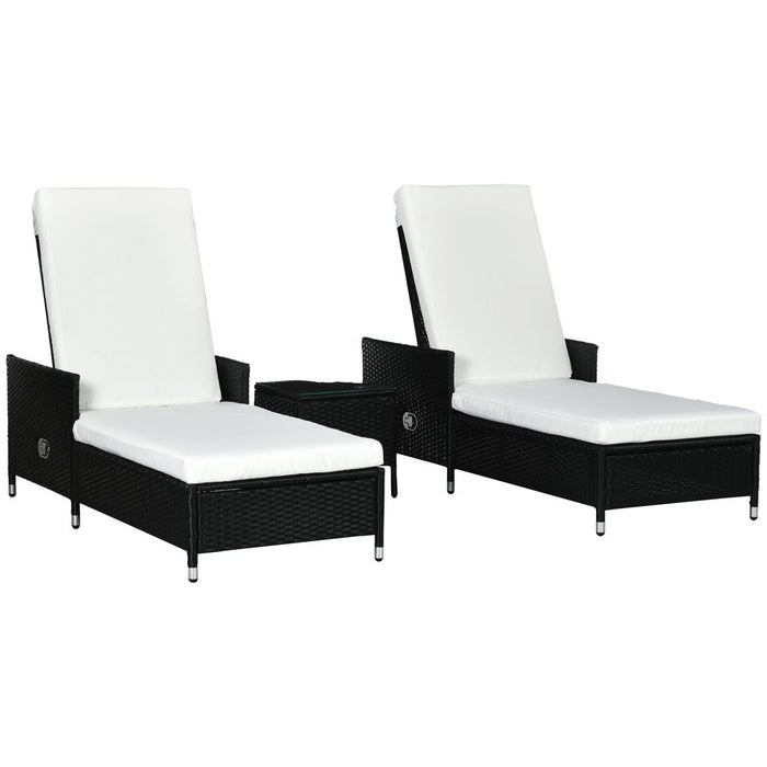 Premium Outsunny Patio Chaise Lounge Set - Adjustable Backrest, Side Table, Cream