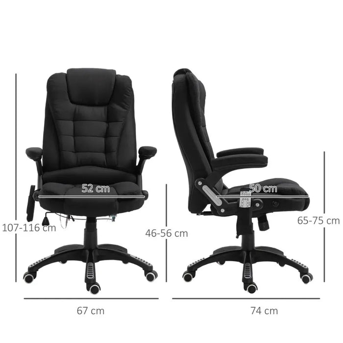 Executive Reclining Chair w/ Heating Massage Points Relaxing Headrest Black