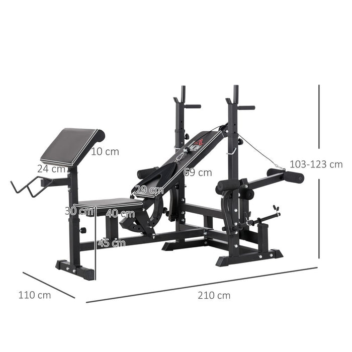 HOMCOM Multi-Exercise Weight Bench: Full-Body + Bench Press + Leg Extension