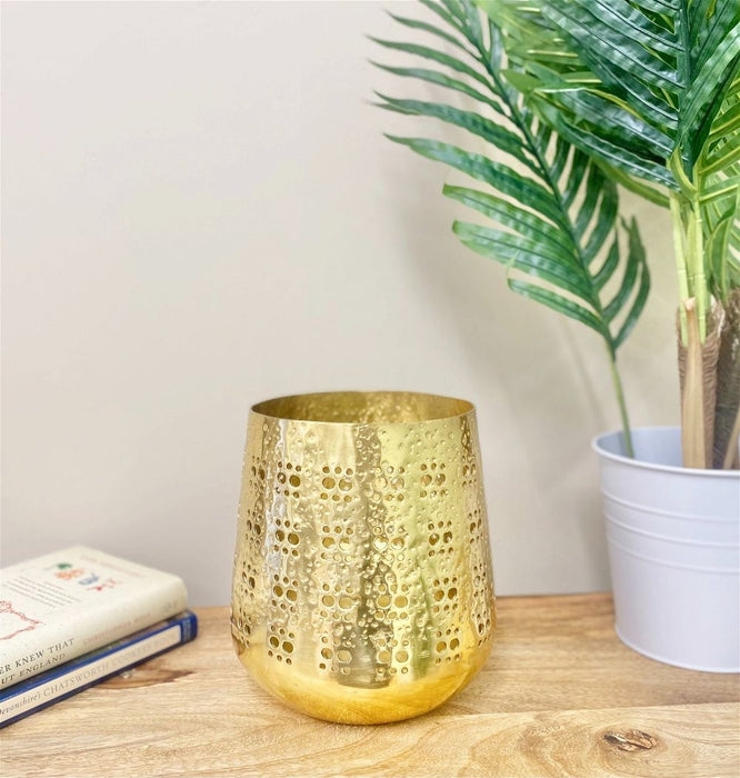 Dazzling Gold Candle Pot - 20cm | Moroccan Style | Romantic Atmosphere