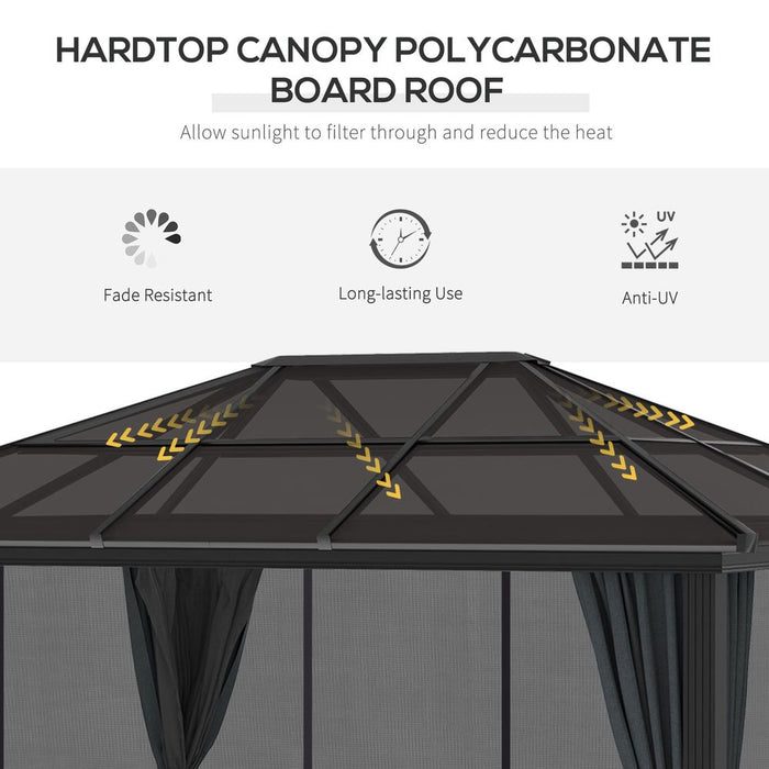 Premium Outsunny 3x4m Aluminium Hardtop Gazebo - UV Resistant & Privacy Curtains