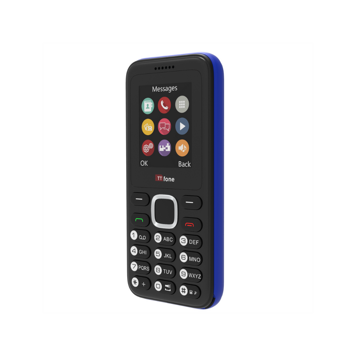 TTfone TT150 Blue Dual SIM Mobile with USB Cable, O2 Pay As You Go