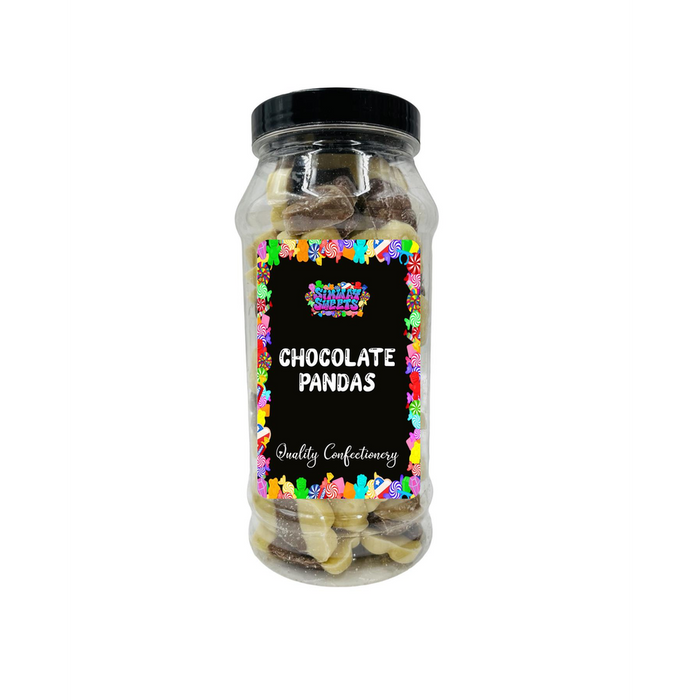 Chocolate Panda Shapes Milk & White Chocolate Retro Sweets Gift Jar