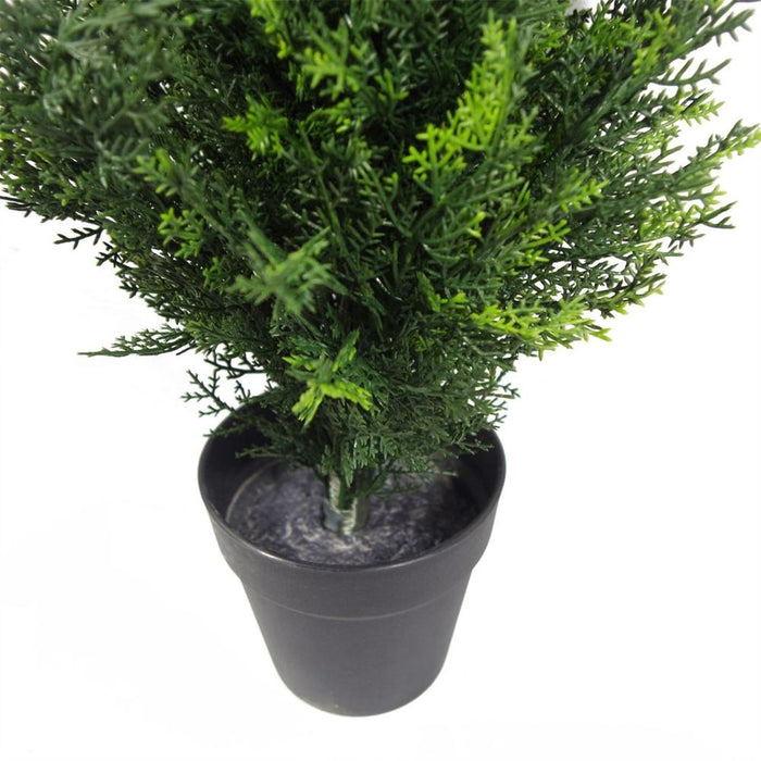 UV Resistant 60cm Artificial Cedar Cypress Topiary - Lifelike Foliage - Indoor/Outdoor Use