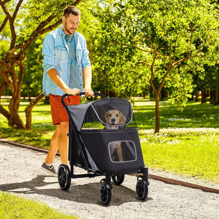 PawHut Foldable Dog Carriage w/ Universal Wheels - Black