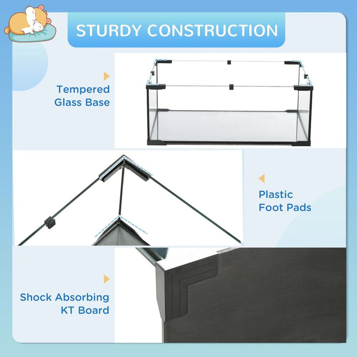 Spacious 3-Tier Hamster Cage w/ Glass Bottom, Dish, Hut - 60x40x57cm