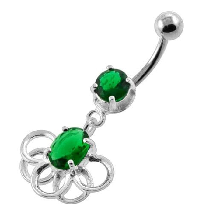 Rings around the Round Stone Navel Belly Button Piercing