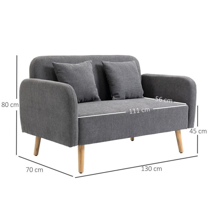 2-Seat Loveseat Sofa Chenille Fabric Upholstered Couch Rubberwood Legs, Grey