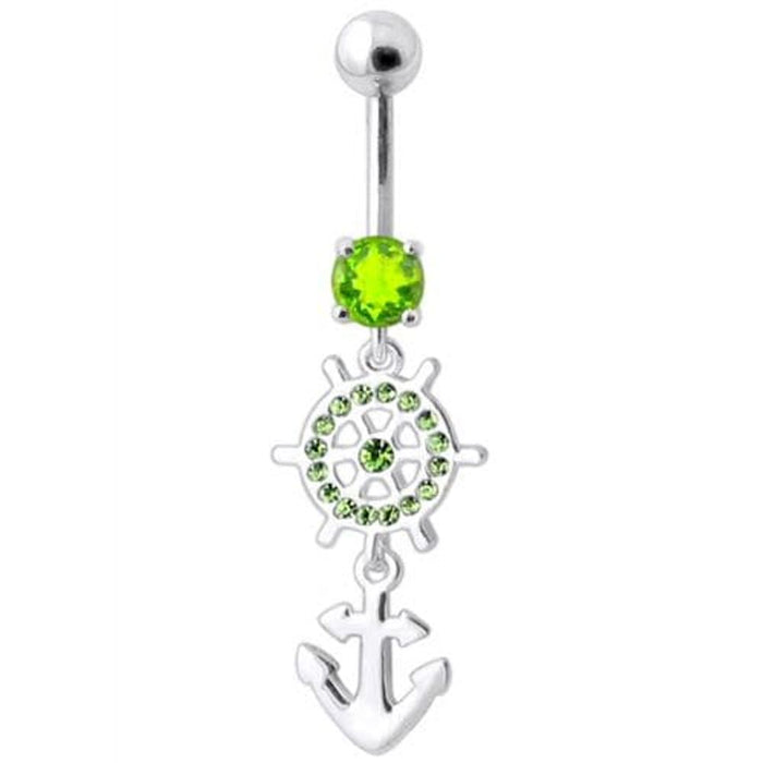 Ship Helm with Anchor Navel Belly Ring