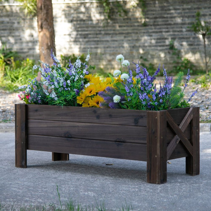 Outsunny Wooden Garden Raised Bed Planter - 100x36.5x36cm, High Quality & Versatile