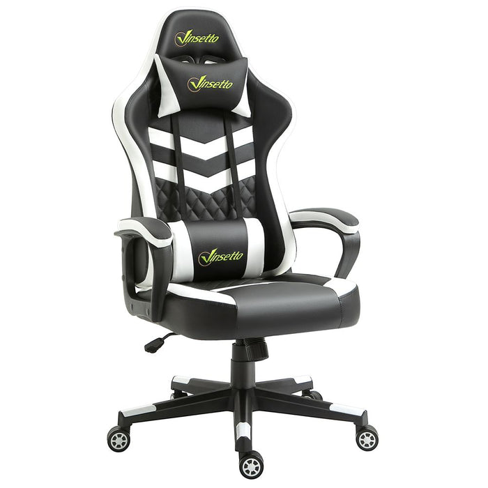 Ultimate Racing Gaming Chair - Lumbar Support, Headrest, Black/White - High Quality