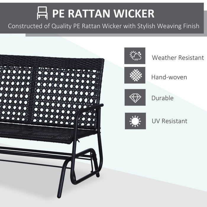 Premium 2 Seater Wicker Glider Bench: Patio Garden Armchair for Ultimate Relaxation