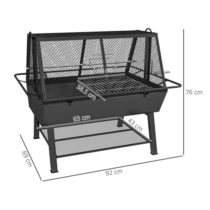 Outsunny 3-in-1 BBQ Grill Roaster Fire Pit - Perfect for Outdoor Picnics & Camping