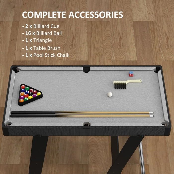 Space-Saving 3.5ft Folding Billiard Table Set: 2 Cues, 16 Balls, Chalk, Triangle, Brush