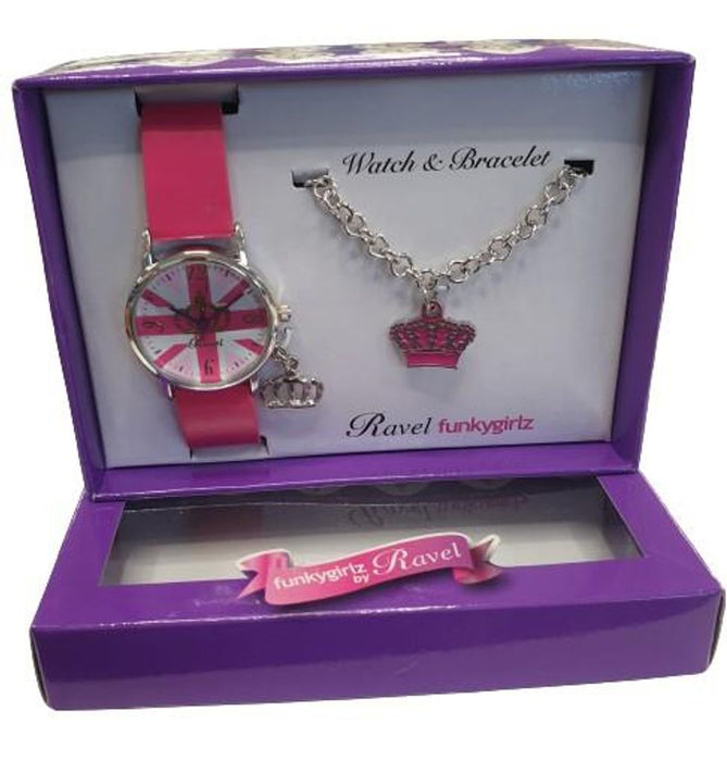 Fashionably Sleek Timepiece with Matching Bracelet - Ravel Funkygirlz R3303