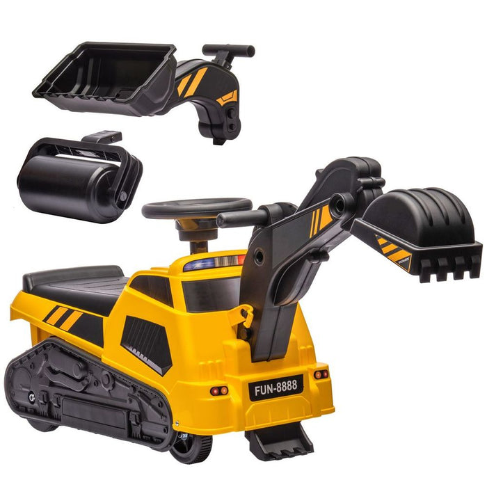 HOMCOM 3 in 1 Ride On Excavator, Bulldozer, Road Roller No Power with Music