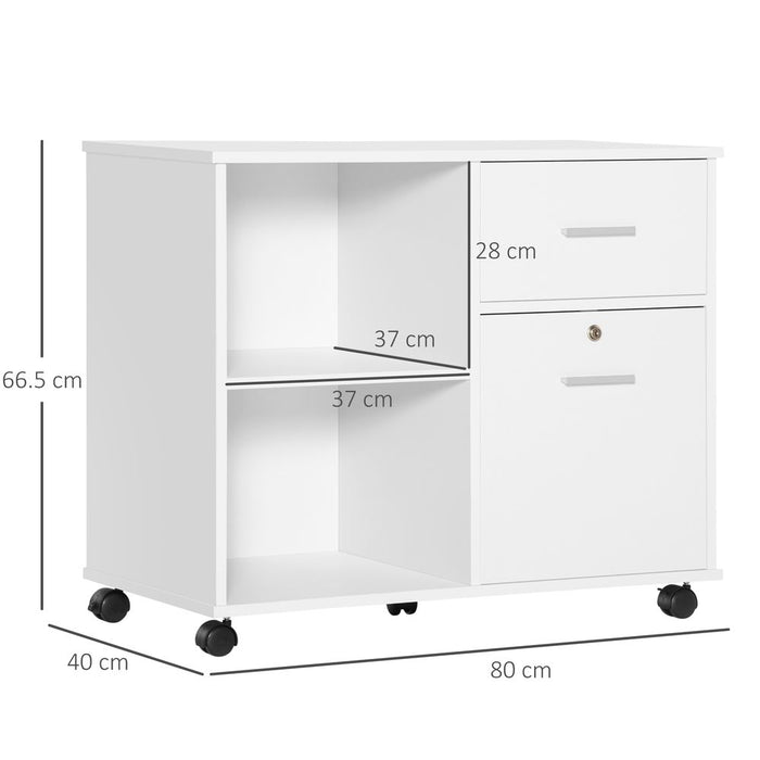 Filing Cabinet Mobile Printer Stand  Drawer for A4 Size Files, White Vinsetto