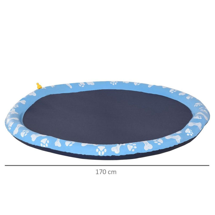 170cm Non-slip Dog Splash Pad - Outdoor Pool for Pets - Blue