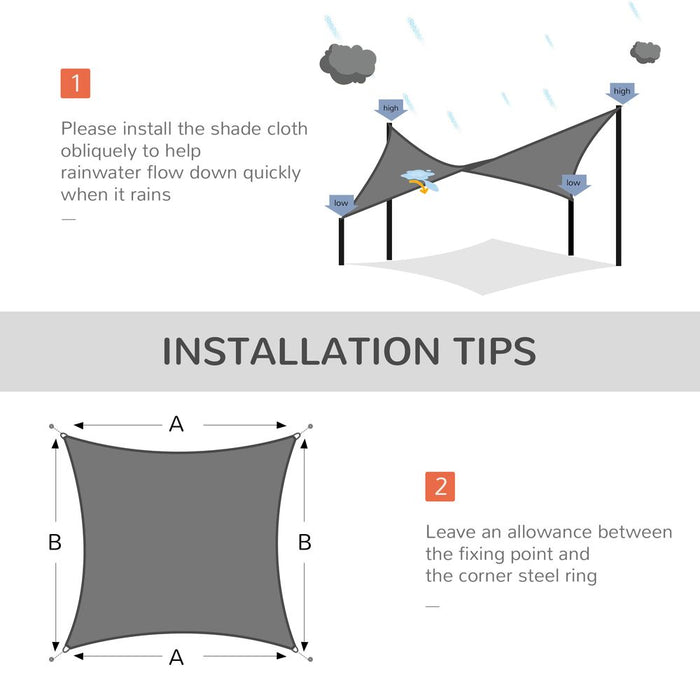 Premium 5 x 4m Sun Shade Sail - UV Protection, Grey