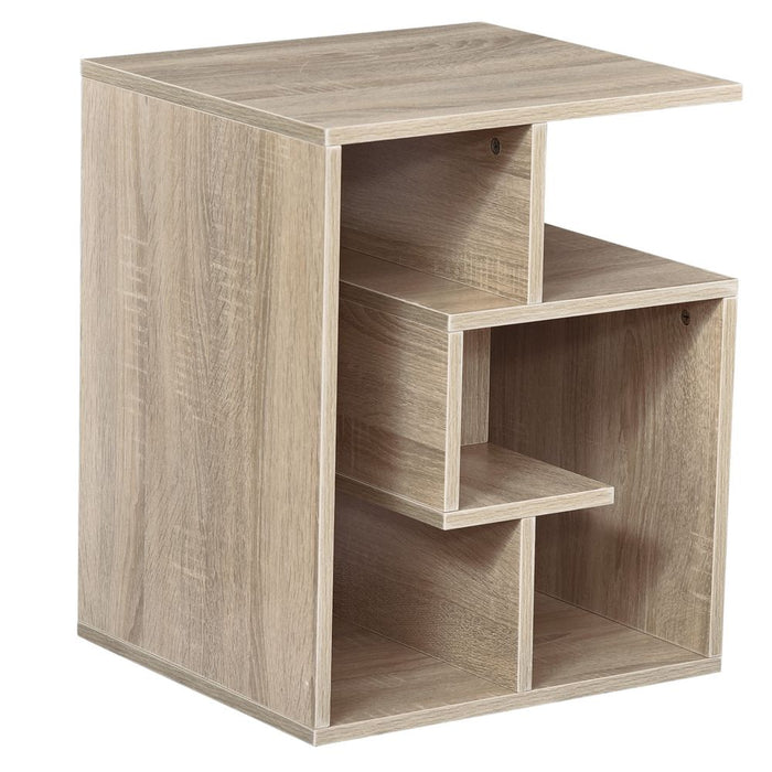 3-Tier Side End Table, 55H cm-Oak Colour