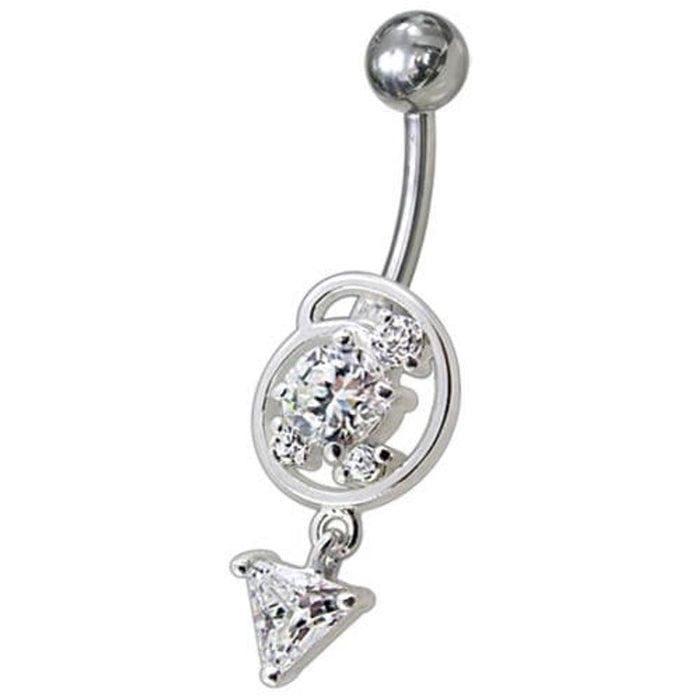 Silver Fancy Dangling Belly Navel Ring