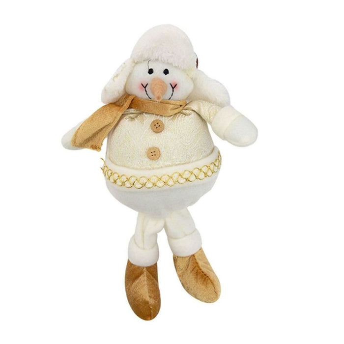 Gold Medium Christmas Snowman - 27x15x42cm, Free-standing, Soft Fabric, Perfect Gift