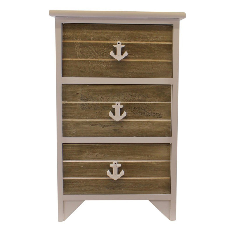 3-Drawer Nautical Anchor Chest in Grey & White | Best Quality, Ideal for Nautical-Themed Decor