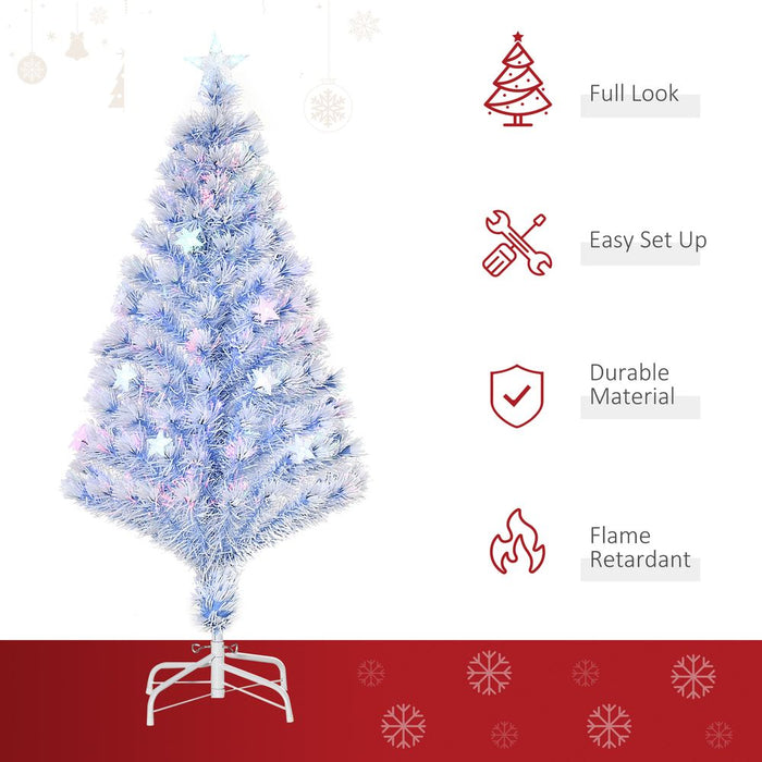 Artificial Fibre Christmas Tree Seasonal Deco 16 LED Easy Store 4FT White Blue