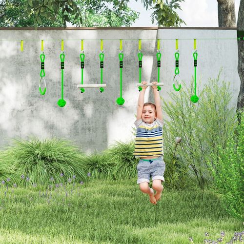 AIYAPLAY 3 Piece Kids Zip Line Kit for Garden, 10m Length, Up to 50kg