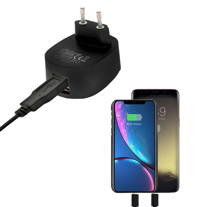 FX Multicoloured Dual USB Charger 2.4 AMP Plug (EU), Black - Fast Charge, Intelligent IC Chip, Short Circuit Protection