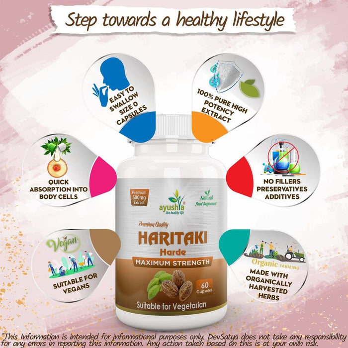 Himalayan Harde (Haritaki) Capsules - Ayurvedic King of Medicines for Optimal Health and Wellness