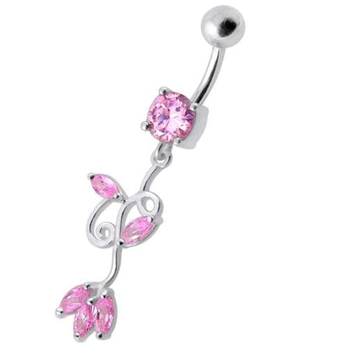 Fancy Multi Colored Jeweled Dangling Navel Belly Button Ring