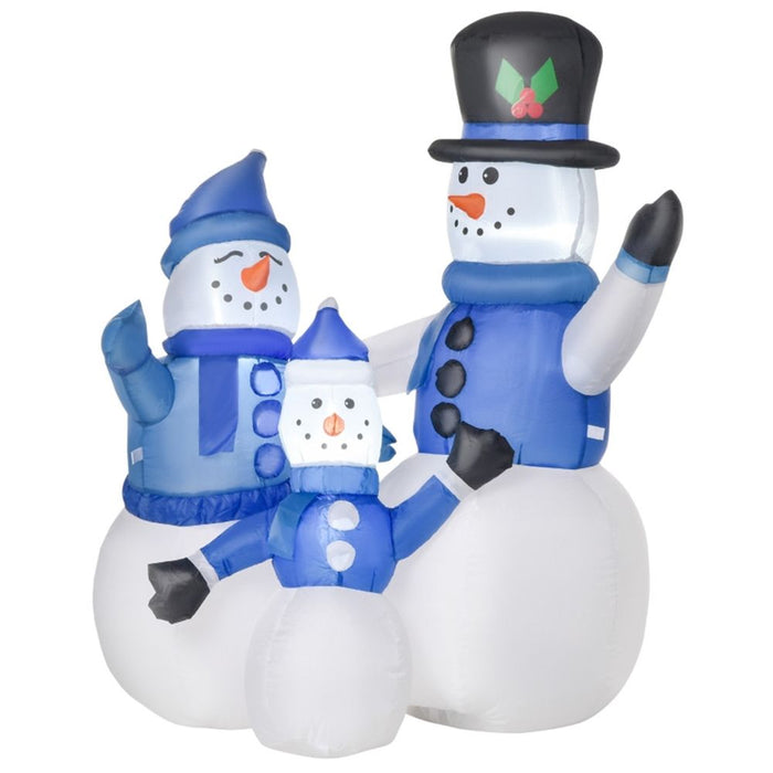 Christmas Inflatable Snowman Family of 3 Blue and White 100W x 55D x 120H cm