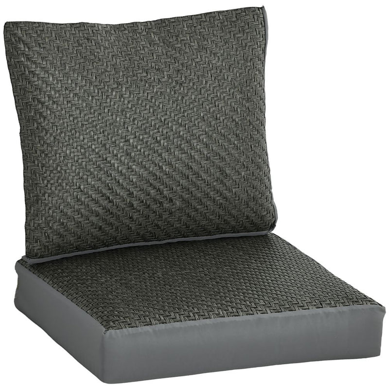 Enhance Outdoor Seating: Outsunny Set of 2 Seat Cushions with PE Rattan Cover - Grey