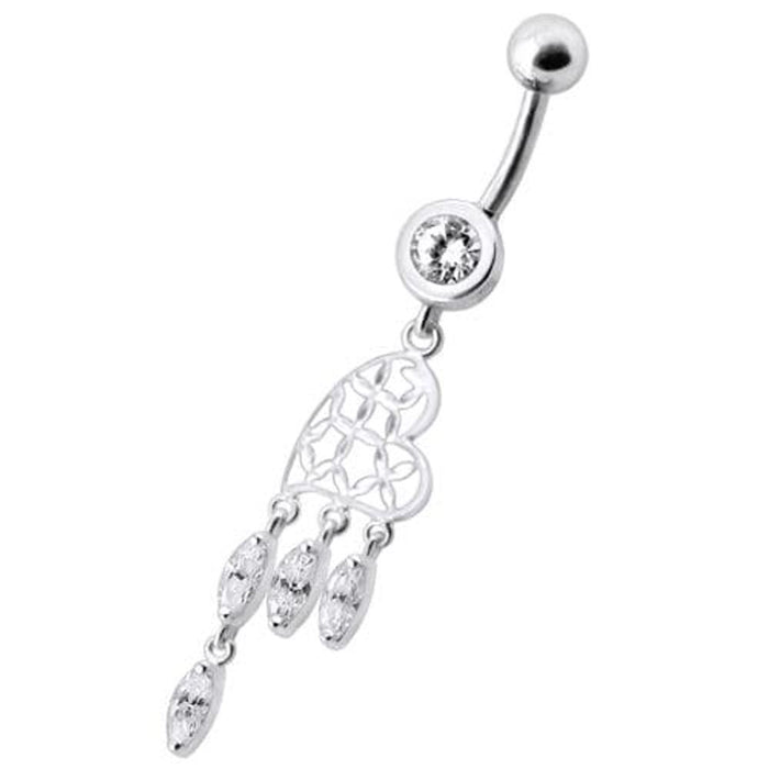 Fancy  Heart Dangling Banana Navel Body Jewelry Ring