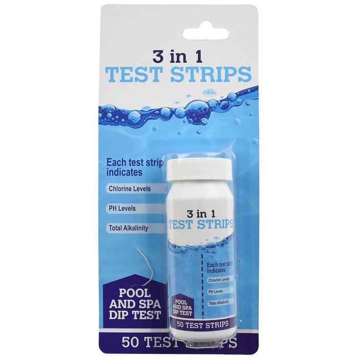 Crystal Clear 3-in-1 Pool Spa Test Strips 50 Pk. Total Chlorine, Alkalinity & pH AS-25822